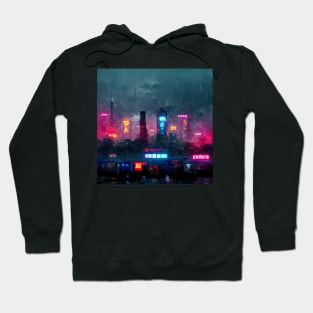 Night Life - Cyberpunk Cityscape Skyline Hoodie